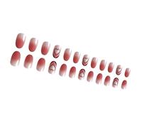 French Designs Lot de 24 faux ongles à coller en acrylique avec motifs cœurs pour femme