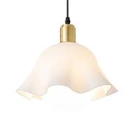 French Flower-Shaped Acrylic Hanging Light, Creative Spherical Glass Pendant Lamp Shade, E27 Base Single-Head Chandelier, Decorative Lighting Fixture for Bedroom, Dining Room, Balcony