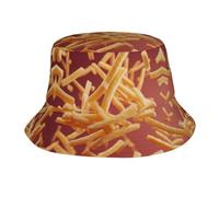 French Fries Thrown into the air Chapeau de soleil pliable à large bord - Unisexe Protection UV pour la pêche, la plage et le jardin - Chapeau de voyage respirant en plein air noir