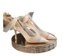 French Gauze Pumps White Main Wedding Dress Bride Shoes Women Fine Heel Beautiful High Single(White 8.5CM Heel,42)