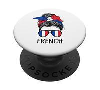 French Girl French Heritage France Flag PopSockets PopGrip Adhésif