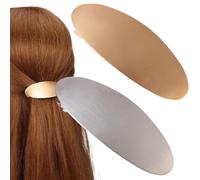 French Hair Clips, Reusable Gold & Silver Metal Oval Barrettes, 3.15x1.18 Inches Elegant Hair Accessories for Weddings, Proms, Formal Events and Daily Wear