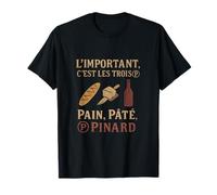 French Humor Pain Pâté Pinard Rustic Woodcut Design T-Shirt