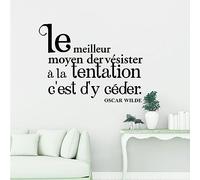 French La Tentation D'Oscar Wilde Sticker mural en vinyle pour chambre à coucher, noir, 56 cm de large x 43 cm de haut