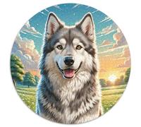 French Loup Chien 1000 Piece Animaux Puzzle Rond, pour Enfants Adulte De Forme Irrégulière, Unique Jigsaw pour La Famille Amis De Qualité Supérieure 1000pcs (67.5x67.5cm)