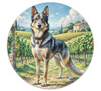 French Loup Dog 1000 Piece Puzzle Rond, pour Enfants Adult Éducatif Décoration pour Enfants Cadeau 12 Ans De Qualité Supérieure 1000pcs (67.5x67.5cm)