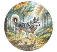French Loup Dog 1000 Piece Puzzle Rond, pour Enfants Adulte Jouets De Anti Stress Unique Jigsaw pour La Famille Amis 12 Ans De Qualité Supérieure 1000pcs (67.5x67.5cm)