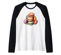French Macaron Design Womens Baking Graphic for Mom Manche Raglan