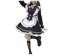 French Maid Dress Femme Halloween Cosplay Deguisement Costume avec Tablier Couvre Classique Col Rond Corset, Halloween Cosplay Deguisement Costume avec Tablier Couvre Classique Col Rond Corset Mini
