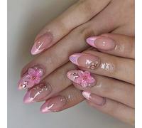 French Manner Margarite Rose Profondeur Floral Amande Presse sur Piquets Courts Faux Application Facile Outils de Déni Nécessaire Outil Déni Nécessaire Faux