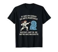 French Martial Arts Humor Duvet Fighter Graphic T-Shirt