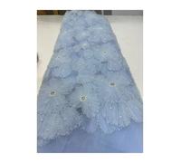 French Mesh Lace Beads Fabric White Tulle Wedding Party Dresses For Women(LX6203,5 Yards)