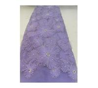 French Mesh Lace Beads Fabric White Tulle Wedding Party Dresses For Women(LX6204,5 Yards)