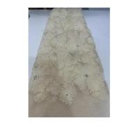 French Mesh Lace Beads Fabric White Tulle Wedding Party Dresses For Women(LX6208,5 Yards)