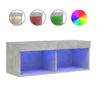 @FRENCH Meuble TV - TOP VENTES - Armoire Basse Télé avec lumières LED gris béton 80 x 30 x 30cm - Table de Télévision 39695