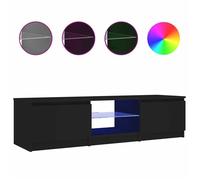 @FRENCH Meuble TV - TOP VENTES - Armoire Basse Télé avec lumières LED noir 140 x 40 x 36cm - Table de Télévision 34929