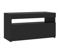 @FRENCH Meuble TV - TOP VENTES - Armoire Basse Télé avec lumières LED Noir 75 x 35 x 40cm - Table de Télévision 29562
