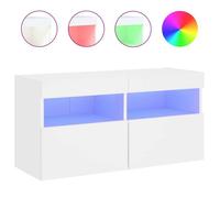 @FRENCH Meuble TV - TOP VENTES - Armoire Basse Télé mural avec lumières LED blanc 80 x 30 x 40cm - Table de Télévision 74261