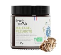 French Mush Duo Maïtaké & Pleurote Bio - Poudre Extrait Concentré 20% Bêta-Glucanes - Métabolisme, Satiété & Digestion - 30 g Vegan - 1 g/jour - Fabriqué en France