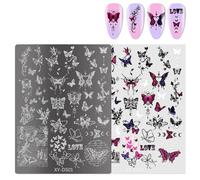 French Nails Art Stamping Plate Flowers Stamps Stencil Butterfly Lines Manicure Template Tool Decoration Butterfly Stamps Stencils French Stamping Plate Tool