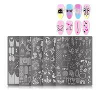 French Nails Stamping Plaques Nail Stamps Pochoirs Fleurs Ongles Plaques Manucure Imprimer Pochoirs Ongles Art Tampon Outil