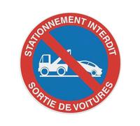 French No Parking Car Exit Red Blue Traffic Prohibition Round Metal Sign Plaque En Aluminium Rétro, Décoration Murale Vintage Pour Maison, Bar, Garage Et Ferme 20x20cm