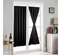 French Panneau de Porte Panneau de Rideaux Isolation Thermique Couleur Pure Panneau de Rideaux de Porte Française Blackout Curtains French Door Panels, 1 Piece (Noir, 64 * 183cm)