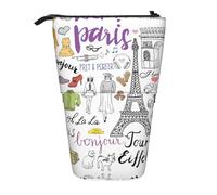 French Paris Tour Eiffel Trousse à crayons rétractable verticale Boîte de papeterie Boîte de rangement de bureau pour adulte