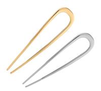 French Pin Lot de 2 épingles à cheveux françaises en forme de U pour femme, pinces en métal pour une torsion facile, chignon bas et coiffures chignon (or et argent)