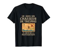 French Pirate Treasure Map Humor Graphic Print T-Shirt