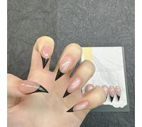 French Press Claw on Nails Medium Almonds Stiletto Handmade Nude Black Gothic Style Halloween Reusable Thick Acrylic Press on Nails Cat Dragon Eagle Claw False Nail Glossy Glue on Nail (XS)