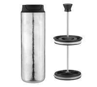 French Press Portable Isolé 480ml, Construction Double Paroi Titane, Cafetière et Théière de Camping - Isolation Thermique Longue Durée, Design Anti - Fuite 360°, Usage Outdoor e (Fleur de glace)