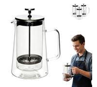 French Press Tea Maker,34.2Oz Stainless Steel Glass Kettle,Glass Stainless Steel Double-Wall Insulated Kettle,Portable Coffee Brewer, for Brewing Tea or Coffee at Home, Office (600ml/20.5oz)