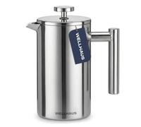 French Press - WELLHAUS - 1 L - Acier inoxydable - Double paroi isolée - Piston démontable