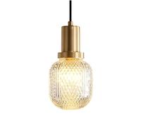 French Retro Style Chandelier, Creative High Transmission Glass Hanging Lamp Lampshade, G9 Base Single-Head Pendant Light, Bar Hotel Stairs Decorative Lighting Fixtures(Gold)