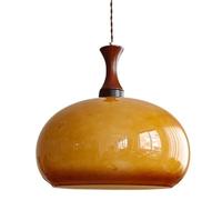 French Retro Style Chandelier, Creative Personality Walnut Glass Hanging Lamp, E27 Screw Ceiling Lighting Fixtures, Living Hotel Study Room Decoration Pendant Light