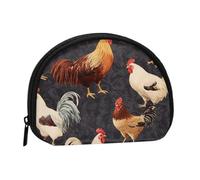 French Roosters Mini sac de rangement portable pour pièces de monnaie, élégant et compact, adapté pour un transport quotidien, Noir , Taille unique
