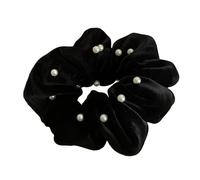 French Styles Chouchou à cheveux en perles artificielles avec volants, accessoire de cheveux tendance pour femmes et filles, chouchou pour un usage quotidien