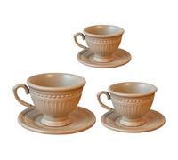 French Styles Lot de 3 tasses à café et soucoupes miniatures en métal pour la collection maison de poupée, décoration miniature française