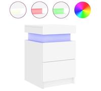 @FRENCH Table de nuit/d'appoint - TOP VENTES - Table de chevet avec lumières LED blanc 35 x 39 x 55cm - Meuble de rangement 89722