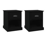 @FRENCH Table de nuit/d'appoint - TOP VENTES - Tables de chevet - 2 pcs - noir 39 x 39 x 47,5cm - Bois d'ingénierie - Meuble de
