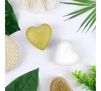 French Tendance - Bombe de Bain Moussant Coeur - Relaxation Détente - Cadeau Femme - Bien-Etre - Parfum Monoï - Blanc et Doré - 1 x 30 grs - Ambiance Aromatherapie