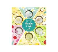 French Tendance - Coffret 6 Bombes de Bain - 6 x 60g - Effet Relaxant, Moment Détente - Senteurs Monoi, Vanille, Coco, Ananas, Pomme, Fleur de Cerisier - Kit Bombe Bain Moussant
