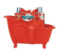 French Tendance - Coffret Bain Coquelicot - Gel Douche 210ml, Bain Moussant 90 ml, Gommage, Savon, Fleur de Massage - Cadeau Femme Beauté, Soin Corps - Kit Cocooning Baignoire Vintage