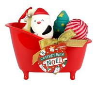 French Tendance - Coffret Bain de Noël en Mini Baignoire | Bombes de Bain, Sels de Bain & Fleur de Douche | Parfums Vanille Épicée, Monoï, Thé Vert & Pomme d’Amour | Idée Cadeau Femme