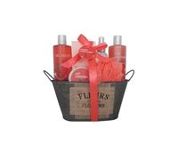 French Tendance - Coffret Bain Grenade - Gel Douche 210ml, Bain Moussant 90 ml, Gommage, Savon, Fleur de Massage - Cadeau Femme Beauté, Soin Corps - Kit Cocooning Baignoire Vintage Grenade