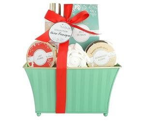 French Tendance - Coffret Bain Hiver Féérique- Gel Douche 180ml, Sels de Bain 100g, Lait Corporel 50ml, Gommage 50ml et Fleur de Bain- Cadeau Femme Beauté, Soin Corps