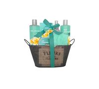 French Tendance - Coffret Bain Monoï - Gel Douche 210ml, Bain Moussant 90 ml, Gommage, Savon, Fleur de Massage - Cadeau Femme Beauté, Soin Corps - Kit Cocooning Baignoire Vintage Monoï