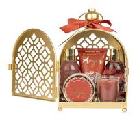 French Tendance - Coffret Hammam Argan - Lanterne Soins Corps avec Gel Douche, Bain Moussant, Lotion Corps, Crème Mains et Bougie - Cadeau Femme Argan Spa Maison Relaxation et Cocooning
