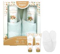 French Tendance - Coffret Soin Pieds - Kit Pedicure Pied - Gommage Exfoliant, Crème Pieds Argan, Pantoufles - Moment Relaxation - Idéal Pour Pieds Secs, Abimes, Peau Morte - Massage Pieds